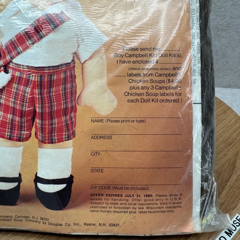 Vintage 1980 Campbell Kid‎ Boy Doll Kit Scottish Plaid New DIY Craft Douglas Co